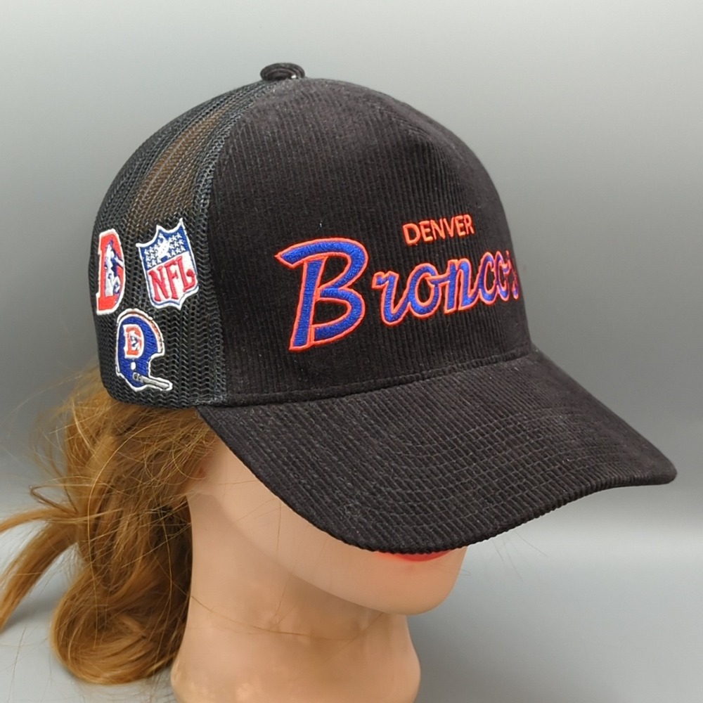 Denver Broncos Snapback Hat Mitchell And Ness Times Up Corduroy Black Cap